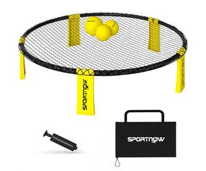 SPORTNOW Spike Game Set, Mini Beach Games Set with Net, 3 Balls and Ball Pump, Portable with Carrying Bag for Outdoor Team Sports, Yellow
