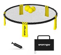 SPORTNOW Spike Game Set, Mini Beach Games Set with Net, 3 Balls, Yellow | Ball Pump, Portable Carrying Bag, Outdoor Team Sports