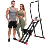 SPORTNOW Stair Stepper for Home Gym with 3 Resistances Foldable LCD | Vertical Stair Climber Workout Machine, Adjustable Handlebar, Phone Holder, Full Body Exercise, Max Load 150 kg