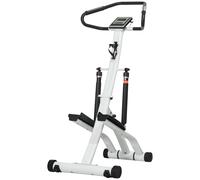 SPORTNOW Stepper Machine for Home, Foldable Stair Stepper with 12-Level Hydraulic Resistance, Stair Climber with LCD Monitor, Heart Rate Sensor and Drink Holder, White and Black