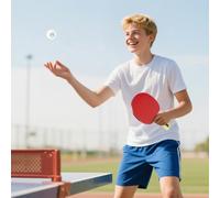 SPORTNOW Table Tennis Rackets, Portable Table Tennis Set w/ 4 Bats, 8 Balls - 25.8L x 15.2W x 0.7H cm - Table Tennis Set - Red