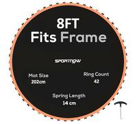 SPORTNOW Trampoline Replacement Mat for 8ft Trampoline, 42 V-Hooks, Orange