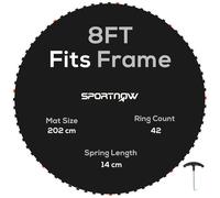 SPORTNOW Trampoline Mat with 42 V-Hooks - for 8ft Trampoline - Black | TJ Hughes