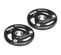 SPORTNOW Two 5kg Olympic Weight Plates, Tri-Grip Rubber-Coated Barbell Weights, with 5cm Holes, for Home, Gym, Lifting, Strength Training