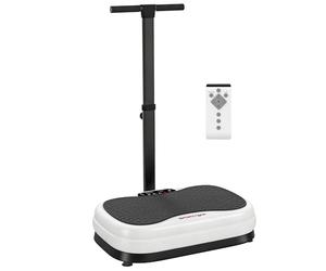 SPORTNOW Vibration Plate Exercise Machine, Quiet Vibrating Plate for Weight Loss and Lymphatic Drainage with Adjustable & Removable Handle, Remote Control, Auto or Manual Speeds