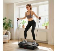 SPORTNOW Vibration Plate Exercise Machine with 120 Speed Levels, 5 Programs, Quiet Vibrating Plate Exercise Equipment for Home Use w/Resistance Bands, LED Display for Fat Burning Lymphatic Drainage