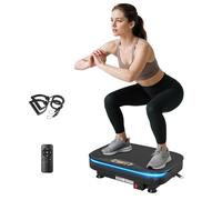 SPORTNOW Vibration Plate Exercise Machine with Cool Lights, Quiet Vibrating Plate for Weight Loss and Lymphatic Drainage with Bluetooth, Remote Control, Resistance Bands, 99 Speed Levels