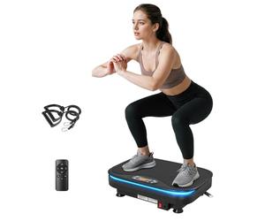SPORTNOW Vibration Plate Exercise Machine with Cool Lights, Quiet Vibrating Plate for Weight Loss and Lymphatic Drainage with Bluetooth, Remote Control, Resistance Bands, 99 Speed Levels