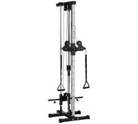 SPORTNOW Wall Mount Cable Machine, 15 Positions Adjustable Cable Crossover Machine Dual Pulley System for Home Gym