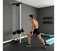 SPORTNOW Wall Mount Cable Machine, 15 Positions Adjustable Cable Crossover Machine Dual Pulley System for Home Gym