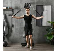 SPORTNOW Wall Mount Cable Machine, 15 Positions Adjustable Cable Crossover Machine Dual Pulley System for Home Gym