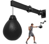 SPORTNOW Wall Mount Speed Bag Height Adjustable Boxing Speed Bag Black | Manual Air Pump and Wrenches, Heavy-Duty Home Gym Workout Equipment, for Stress Relief, Gifts for Men Women Adults