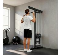 SPORTNOW Wall Mounted Crossover Cable Machine Lat Pull Down Machine - Black - 75W x 16D x 192H cm