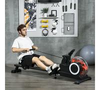 SPORTNOW Foldable Water Rowing Machine with Wheels and LCD Monitor, Black