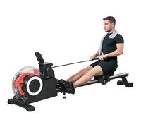 SPORTNOW Foldable Water Rowing Machine with Wheels and LCD Monitor - Black | TJ Hughes