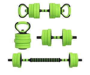 SPORTNOW Weight Dumbbells Set, Barbell, Kettlebell, Push Up Stand, 20kg in Green | Size: 18 SPORTNOW Green 18