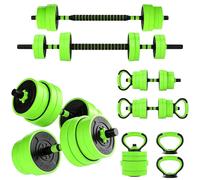 Sportnow Weight Dumbbells Set, Barbell, Kettlebell, Push Up Stand, 30Kg, Green