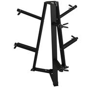 SPORTNOW Weight Rack, Weight Tree for 5cm Weight Plates and Barbell Bar with 6 Fasten Clamps for Home Gym Storage, 300kg Capacity