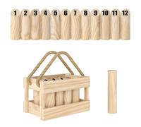 Sportnow Wooden Scatter Game Set, Skittles Throwing Game With Carrying Box In Natural Natural