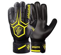 SPORTOUT Goalkeeper Gloves with Finger Protection, Football Goalkeeper Gloves, Breathable Football Goalkeeper Gloves 4mm Latex for Kids, Youth and Adults (Yellow, 9)