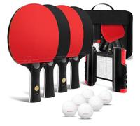 SPORTOUT Portable Table Tennis Bat Set Professional Table Tennis Set with Table Tennis Net,Bats, Ping Pong Balls & Storage Case | Great Gift & Indoor/Outdoor Game (4-pack)