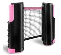 SPORTOUT Retractable Ping Pong Net, Portable Table Tennis Net Rack, Perfect for Ping Pong Table, Office Desk, Home Kitchen or Dining Table (Pink)