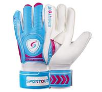 SPORTOUT Youth Adult Goalie Goalkeeper Gloves,Football gloves, Strong Grip for The Toughest Saves,With Finger Spines For Men, Women, Boys, Girls & Junior Keepers For Training and Match (Blue, 9)