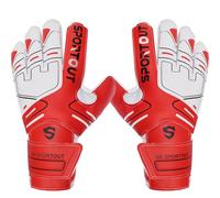 SPORTOUT Youth Adult Goalie Goalkeeper Gloves,Strong Grip for The Toughest Saves, With Finger Spines to Give Protection to Prevent Injuries (Red, 6)