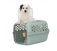 SportPet 24” X-Small 2-Door Top Load Hard Sided Pet Carrier Kennel - Easy Access Durable Plastic Travel Crate with Carry Handle - Dog, Cat, Rabbit, & Small Pet, Ventilated for Car, Vet, & Home - Aqua