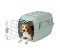 SportPet 32” Medium Front Load Hard Sided Pet Carrier Kennel - Secure Portable Easy Access Durable Plastic Travel Crate - Dog, Cat, Rabbit, & Small Pet, Ventilated Shell for Car, Vet, & Home - Aqua