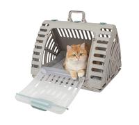 SportPet Designs Foldable Travel Cat Carrier - Front Door Plastic Collapsible Carrier Collection, Waterproof Bed