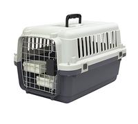 SportPet Designs Plastic Kennels Rolling Plastic Wire Door Travel Dog Crate - Small - No Wheel, Tan