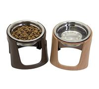 SportPet Food Bowls_Raised Stainless Steel Bowl_Gravity Feeder and Waterer,Brown