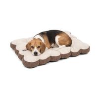 SportPet Medium Tan Scalloped Pet Bed Mat - Plush Washable Medium Dog Bed - Cat Bed Soft Cushion - Non-Slip Base Crate Pad for Kennel - Medium Animal Travel Floor Mattress- Indoor/Outdoor Use, 30”x19