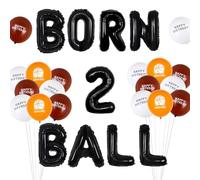 Sports 2nd Birthday Party Decors Sports Theme 2 Years Old Birthday Party Supplies with Born 2 Ball Sports Banner Baseball Rugby Ball Basketball and Soccer Ball Foil Balloons Supplies for Boys