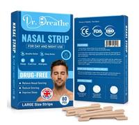 Sports & Anti Snoring Nasal Strips, 80 Count Large Size by Dr. Breathe, Drug-Free Anti Snoring Aid, Opens Blocked Nose & Nasal Congestion, Improves Breathing & Sleep for Men & Women