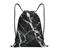 Sports Backpack Black And White Marble Scratch Drawstring Pe Bags Foldable Gym String Bag For Shopping Outside Travel 39X46Cm