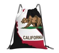 Sports Backpack California Outline And Flag Waterproof Gym Sack Backpack Design Sport Bag String For Shopping Hunting Swim 39X46Cm