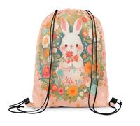 Sports Backpack Cute Rabbit, Cartoon Animal Foldable Drawstring Pe Bags Versatile Gym String Bag For Trainer Men Swim 39X46Cm