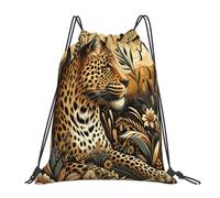 Sports Backpack Leopard Africa Wild Animal Versatile Drawstring Gym Bag Foldable Gym Bag For Men Gym Outside 39X46Cm