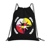 Sports Backpack Medicine Wheel Native Americans Foldable Drawstring Bags Waterproof String Bag For Hiking Swim Climbing 39X46Cm