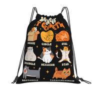 Sports Backpack String Basics Of Cat Geometry Design Drawstring Gym Bag Waterproof Draw String Back Bag For Sport Travel Swim 39X46Cm