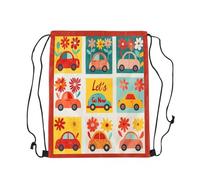 Sports Backpack String Bohemian Cars Lightweight Drawstring Gym Design Gym String Bag For Hiking Men Beach 39X46Cm