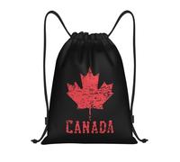 Sports Backpack String Canadian Flag Faded Canada Scratch Drawstring Pe Bags Lightweight Draw String Back Bag For Hunting Trainer Yoga 39X46Cm