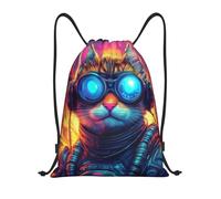 Sports Backpack String Cat Warrior Stylish Drawstring Bag Versatile Draw String Back Bag For Women Outside Climbing 39X46Cm