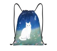 Sports Backpack String Cute Cat Stars Unisex Drawstring Pe Bags Stylish Sport Gym String Bag For Hunting Fishing Women 39X46Cm