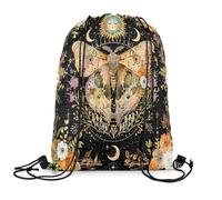 Sports Backpack String Death Moth Print Stylish Sports Drawstring Foldable Draw String Back Bag For Holidays Shopping Gym 39X46Cm