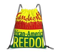 Sports Backpack String Juneteenth Freedom Day African American Design Drawstring Bag Foldable String Bags For Trainer Travel Men 39X46Cm