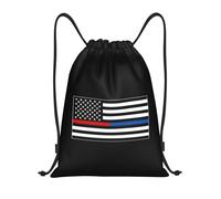 Sports Backpack Thin Red And Blue Line American Flag Waterproof Drawstring Bags Stylish Gym String Bag For Men School Travel 39X46Cm