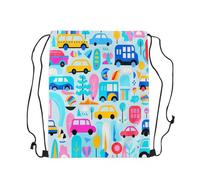Sports Backpack Watercolor Cars Waterproof Drawstring Bag Foldable String Bag For Beach Holidays Gym 39X46Cm